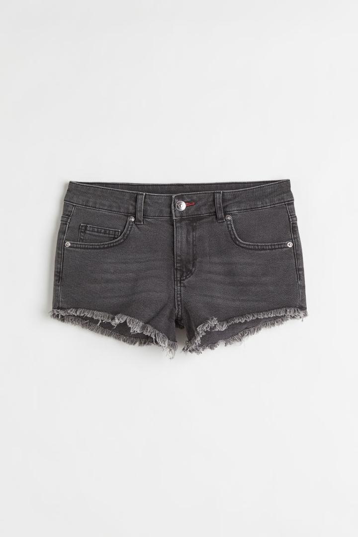 H & M - Skinny Low Denim Shorts - Gray