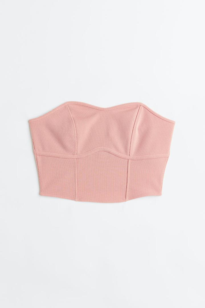 H & M - Bandeau Crop Top - Pink