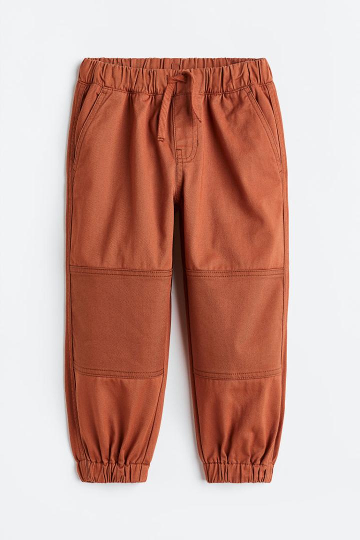 H & M - Loose Fit Cotton Twill Joggers - Orange