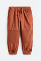 H & M - Loose Fit Cotton Twill Joggers - Orange