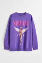 H & M - H & M+ Oversized Printed Sweatshirt - Purple