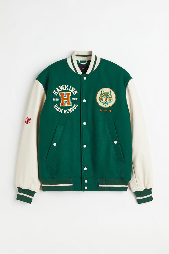 H & M - Wool-blend Baseball Jacket - Green