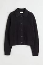 H & M - Mesh-knit Cardigan - Black
