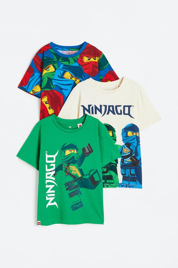 H & M - 3-pack Printed T-shirts - Orange