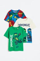 H & M - 3-pack Printed T-shirts - Orange