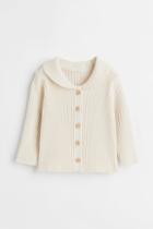 H & M - Ribbed Cotton Cardigan - Beige