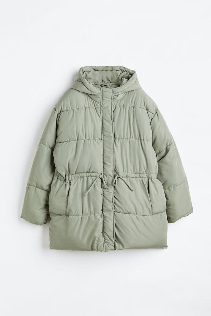 H & M - H & M+ Drawstring-waist Puffer Jacket - Green
