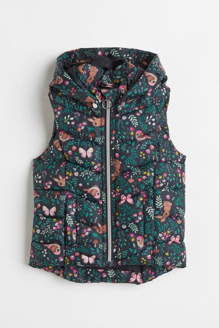 H & M - Hooded Puffer Vest - Gray