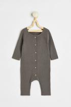 H & M - Rib-knit Cotton Romper Suit - Gray