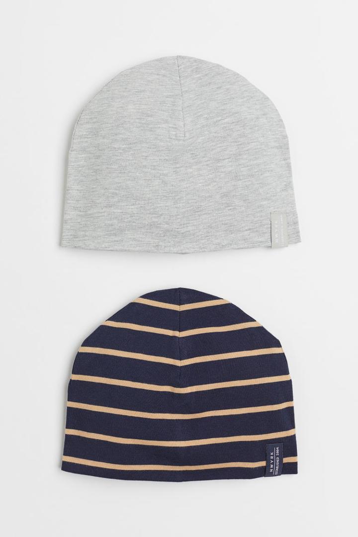 H & M - 2-pack Jersey Hats - Blue