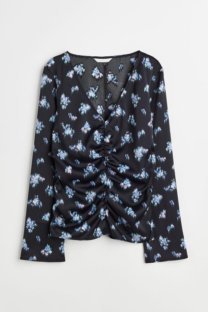 H & M - Gathered Blouse - Blue
