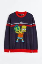 H & M - Regular Fit Fine-knit Sweater - Blue