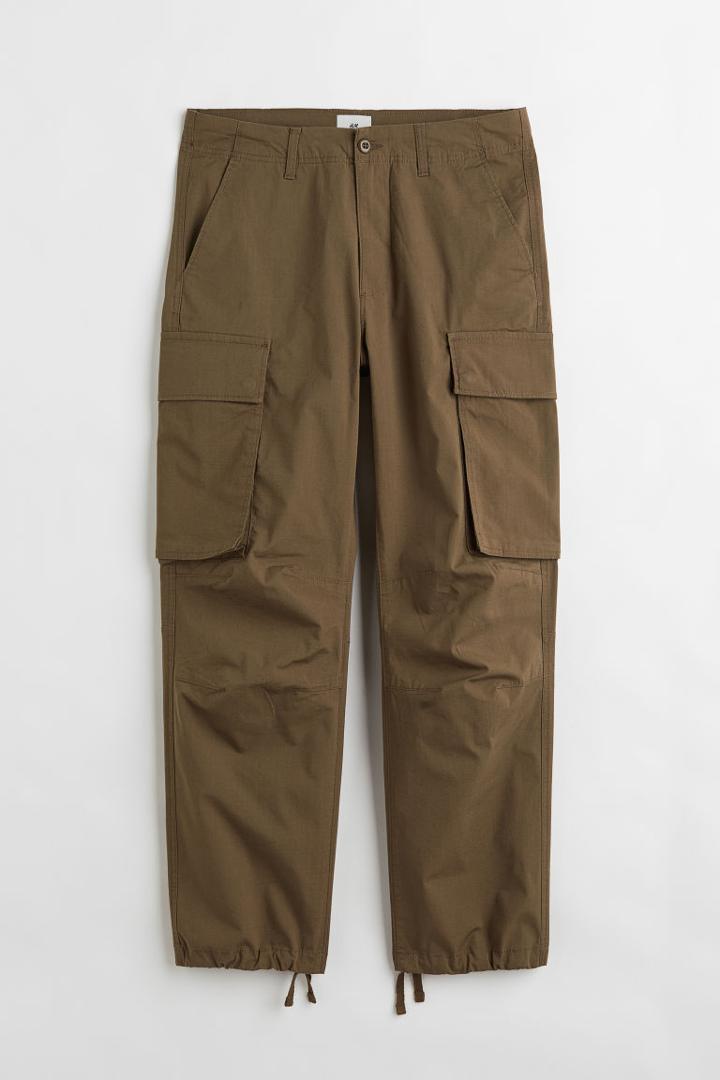 H & M - Relaxed Fit Cotton Cargo Pants - Green