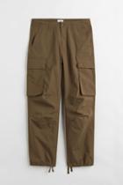 H & M - Relaxed Fit Cotton Cargo Pants - Green