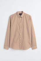 H & M - Slim Fit Easy-iron Shirt - Beige