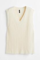 H & M - Oversized Rib-knit Sweater Vest - White
