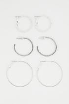 H & M - 3 Pairs Hoop Earrings - Silver