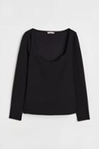 H & M - Fitted Jersey Top - Black