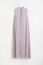 H & M - Tie-detail Pleated Dress - Purple