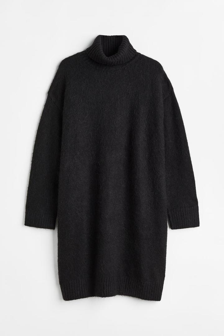 H & M - H & M+ Knit Turtleneck Dress - Black