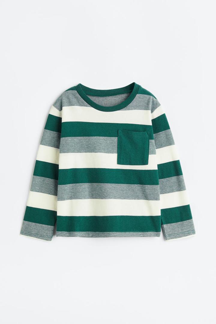 H & M - Pocket-detail Jersey Shirt - Turquoise