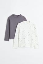 H & M - 2-pack Turtleneck Tops - Gray