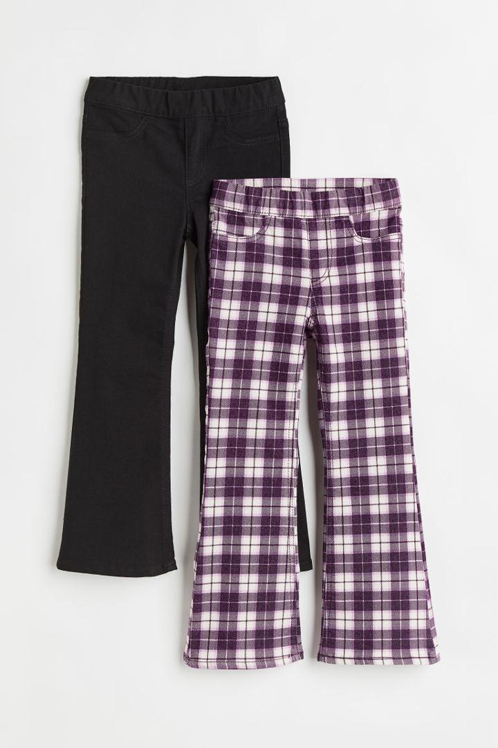 H & M - 2-pack Pull-on Twill Pants - Black