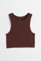 H & M - Ribbed Tank Top - Brown