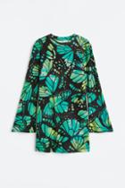 H & M - Trumpet-sleeved Jersey Dress - Turquoise
