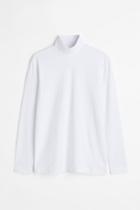 H & M - Slim Fit Cotton Turtleneck Shirt - White