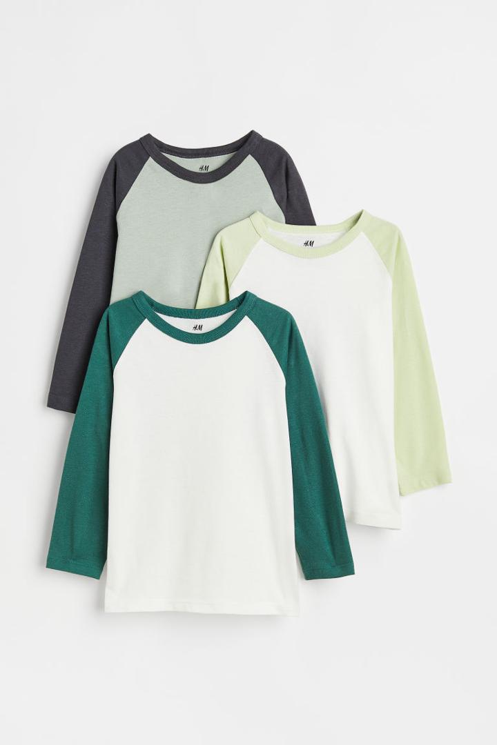 H & M - 3-pack Cotton Jersey Shirts - Green