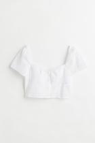 H & M - Eyelet Embroidered Top - White