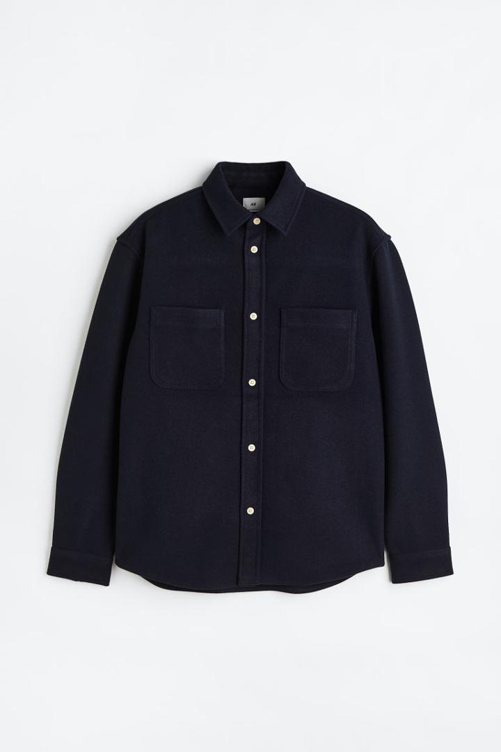 H & M - Relaxed Fit Fleece Overshirt - Blue