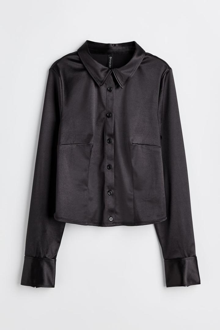 H & M - H & M+ Satin Shirt - Black