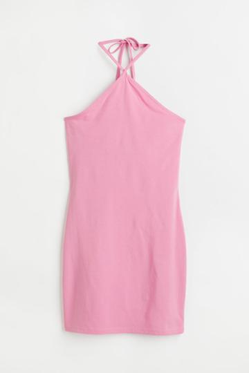 H & M - Halterneck Bodycon Dress - Pink