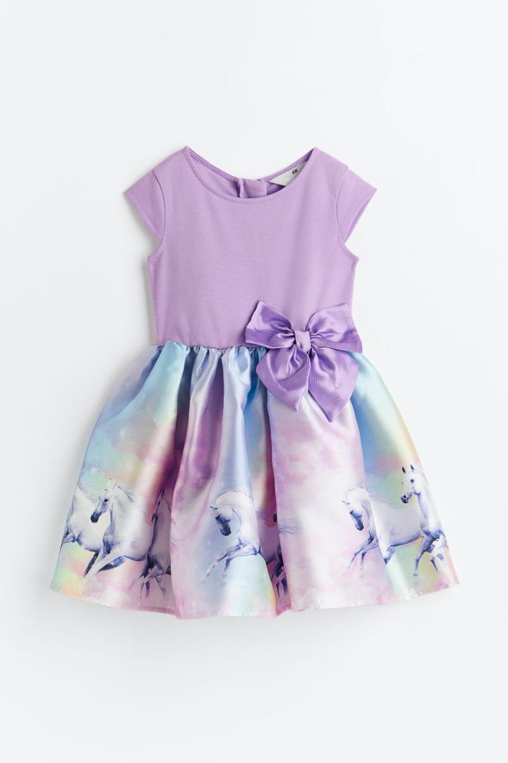 H & M - Flared-skirt Dress - Purple