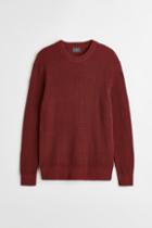 H & M - Regular Fit Waffle-knit Sweater - Orange