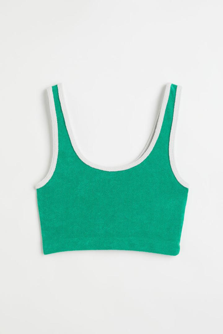 H & M - Sleeveless Terry Top - Green