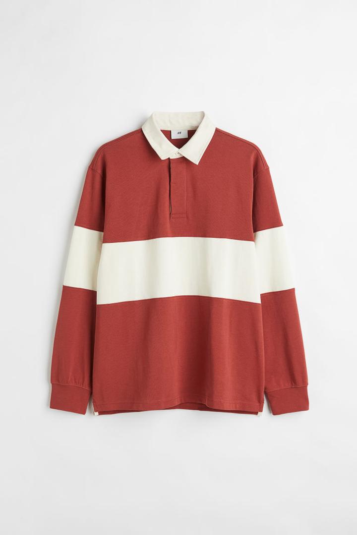 H & M - Relaxed Fit Rugby Shirt - Red