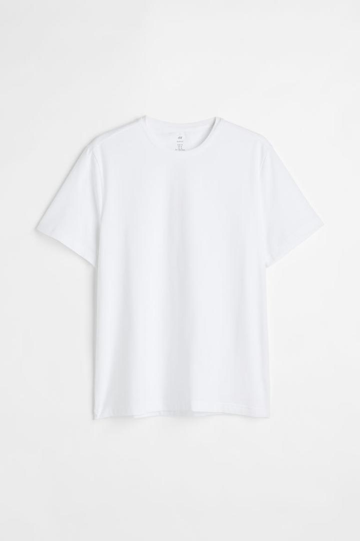 H & M - Slim Fit Round-necked T-shirt - White
