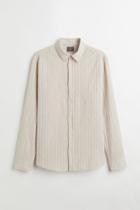 H & M - Linen-blend Slim Fit Shirt - Beige