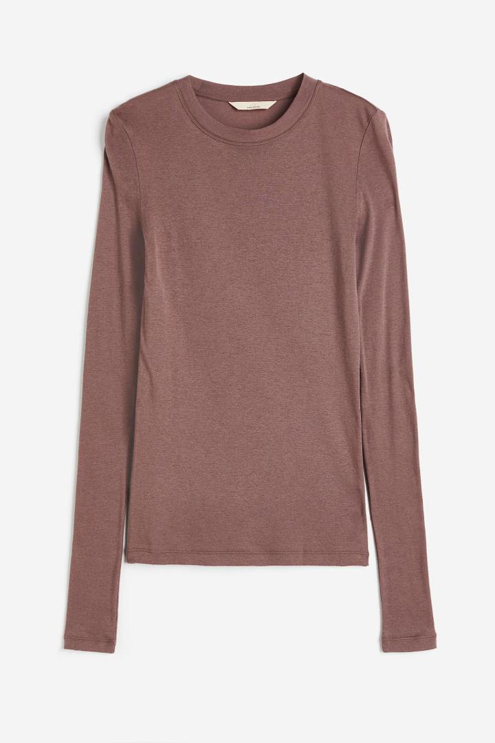 H & M - Pima Cotton Jersey Top - Beige