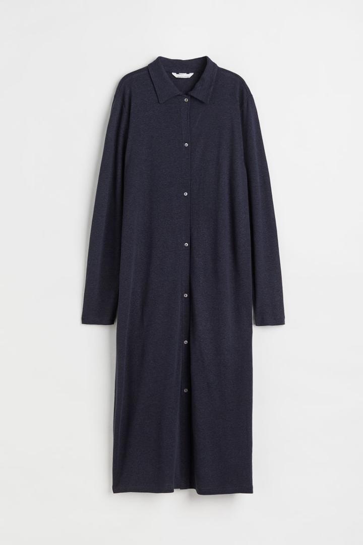 H & M - Linen-blend Shirt Dress - Blue
