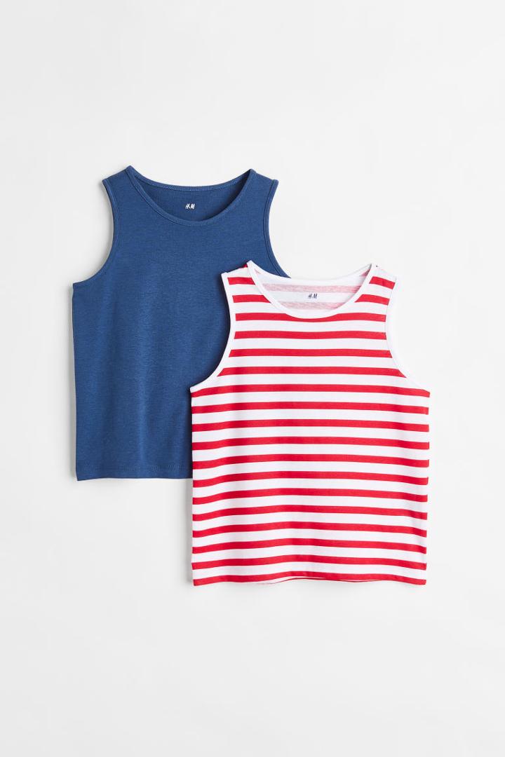 H & M - 2-pack Cotton Tank Tops - Red