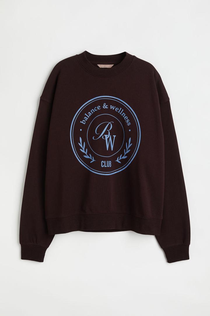 H & M - Printed Sweatshirt - Brown
