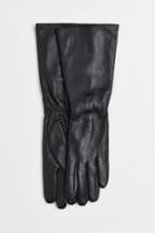 H & M - Long Leather Gloves - Black