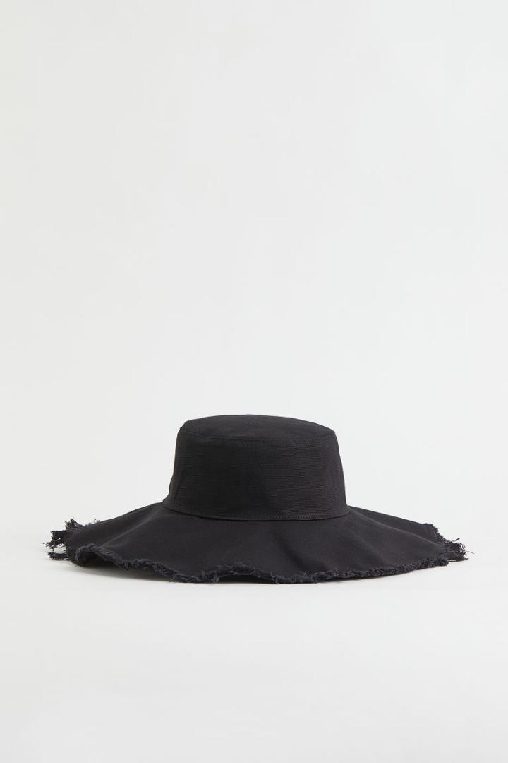 H & M - Cotton Canvas Sun Hat - Black