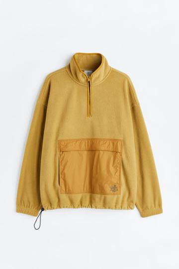 H & M - Oversized Fit Fleece Pullover - Yellow