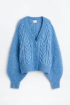 H & M - Oversized Cable-knit Cardigan - Blue