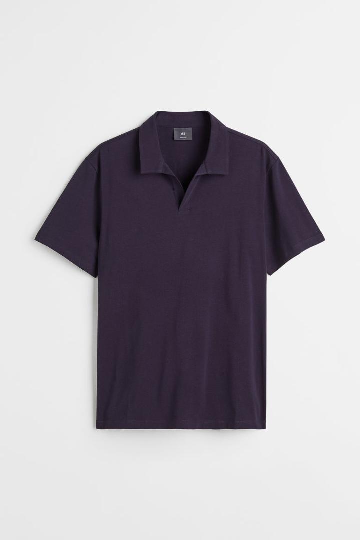 H & M - Regular Fit Cotton Polo Shirt - Blue